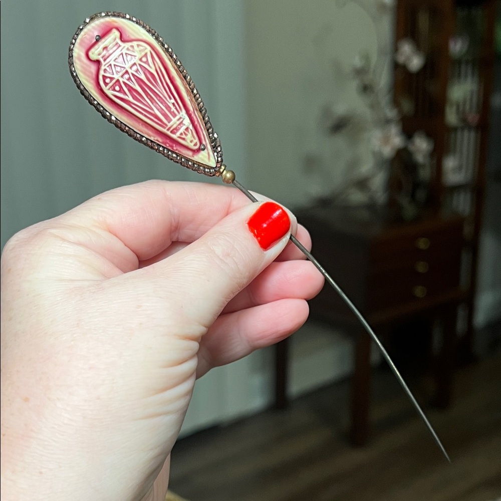 Antique Greek Amphora Vase Design Celluloid Hat Pin